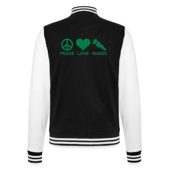 Peace Love Veggie - College Sweat Jacket - black/white - Back - Marisol (170cm)