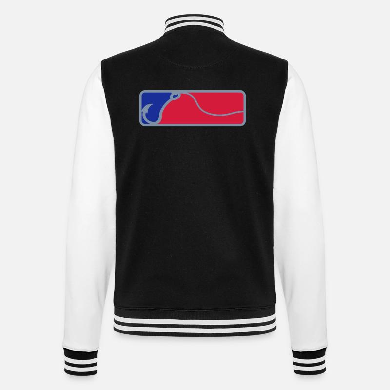 Red Blue Fishing Hook - College Sweat Jacket - black/white