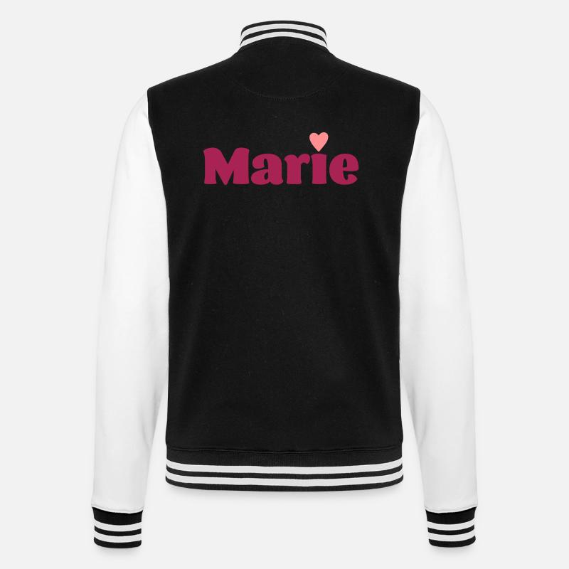 Marie mit Herz Geschenk - College-Sweatjacke - Schwarz/Weiß