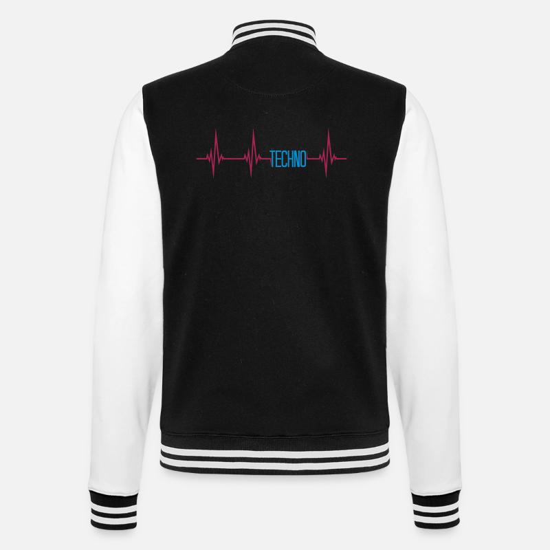 Puls Herzschlag Techno - College-Sweatjacke - Schwarz/Weiß