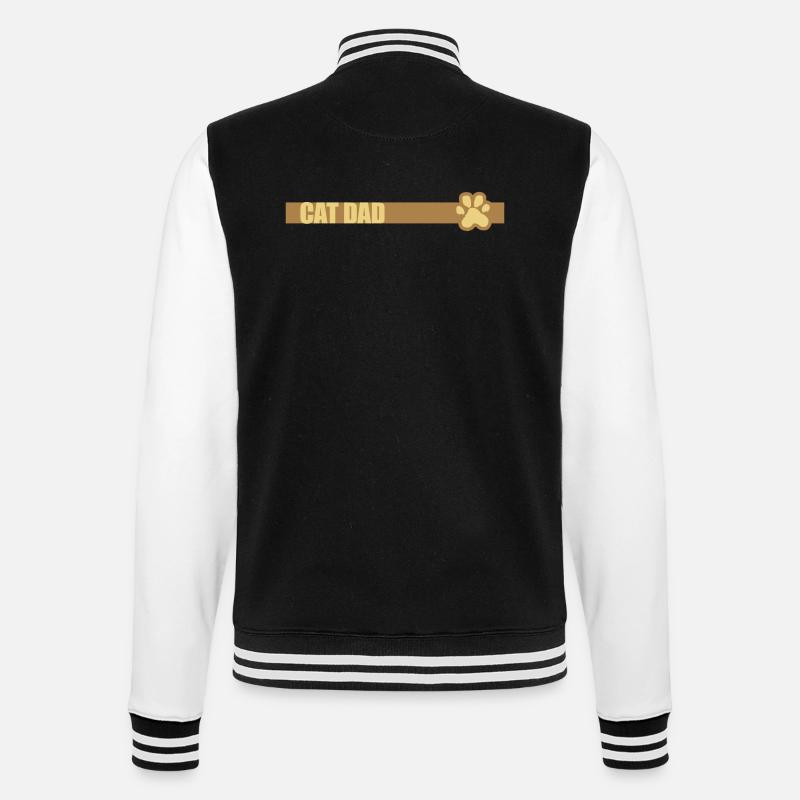 Balken Design Cat Dad - College-Sweatjacke - Schwarz/Weiß