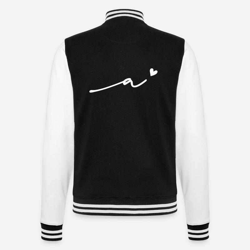 Lettre a) Cursive - Veste Teddy - noir/blanc
