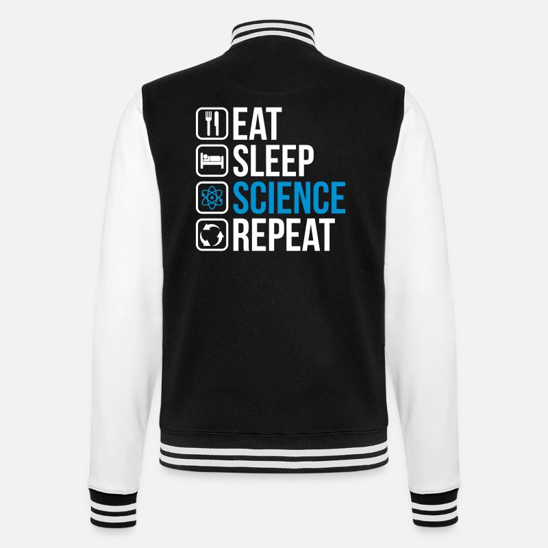 Eat Sleep Science Repeat - College-Sweatjacke - Schwarz/Weiß