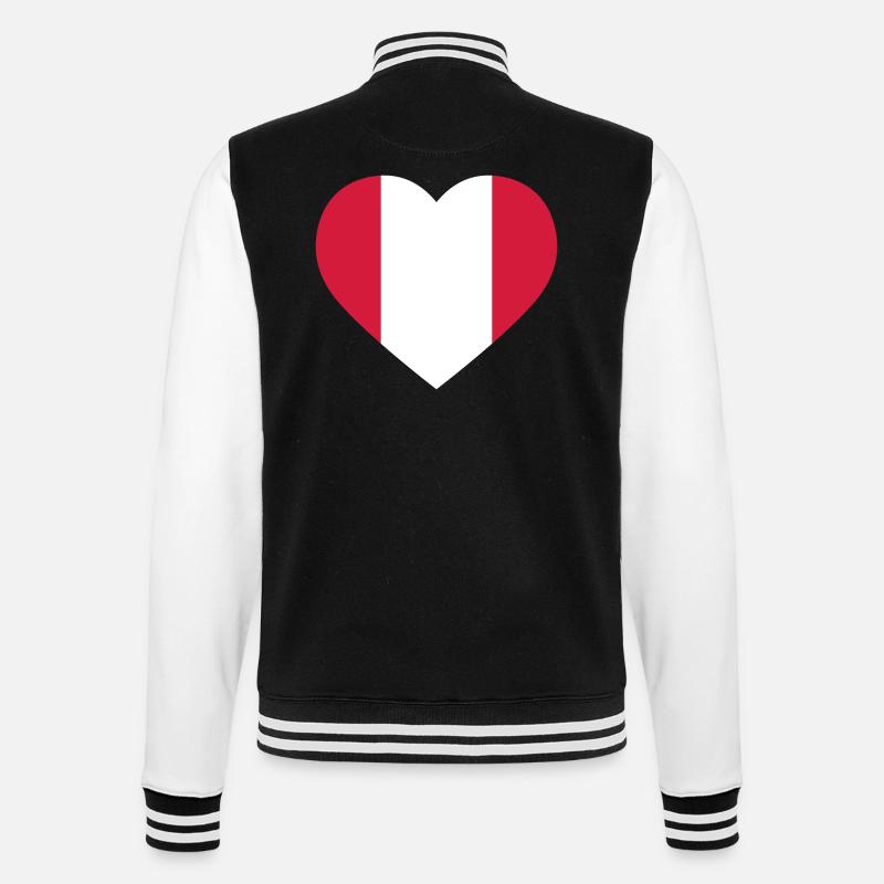 Drapeau Coeur du Pérou - Veste Teddy - noir/blanc