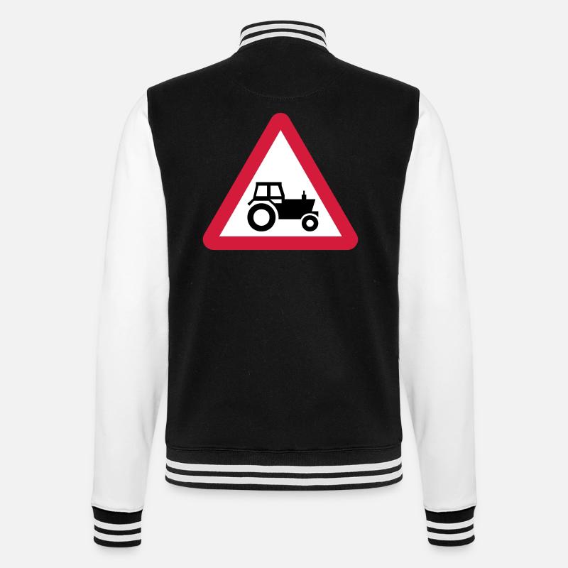 Warning - Tractor! - College Sweat Jacket - black/white