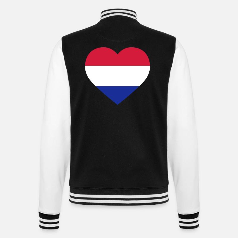 Netherlands Heart - College Sweat Jacket - black/white