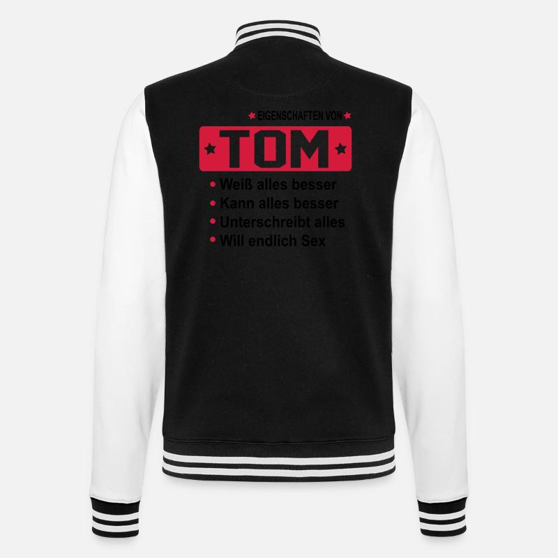 tom - College-Sweatjacke - Schwarz/Weiß