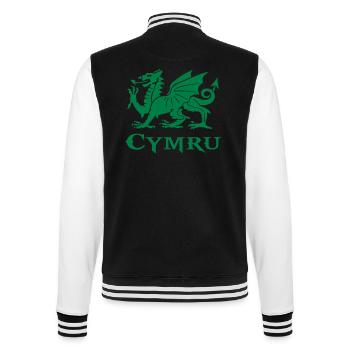 flag of Wales cymru red dragon Welsh Dragon - College Sweat Jacket - black/white - Back - Marisol (170cm)