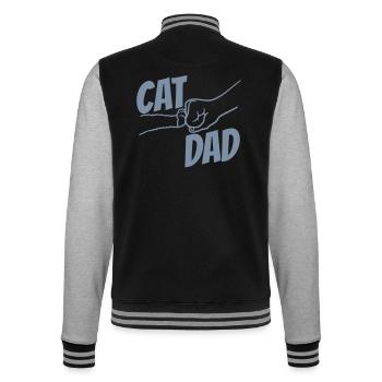 Cat Dad Logo Design - College-Sweatjacke - Schwarz/Grau meliert - Hinten - Marisol (170cm)