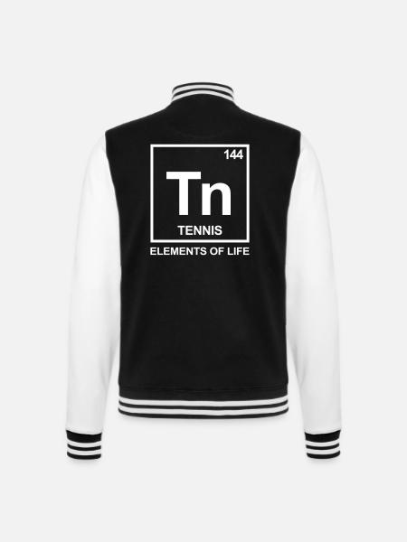 Elements of life: 142 Tennis Periodensystem - College-Sweatjacke - Schwarz/Weiß