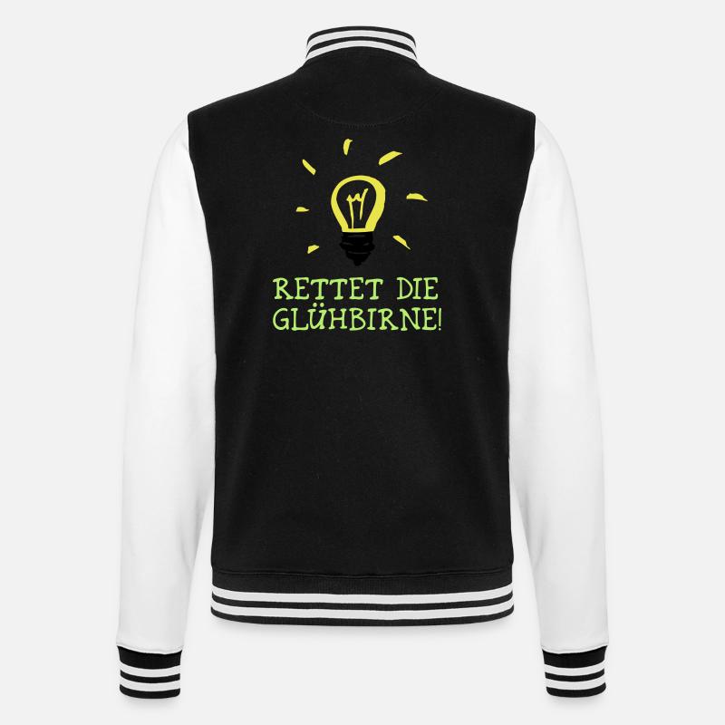 Rettet die Glühbirne! - Save the Bulb! - College-Sweatjacke - Schwarz/Weiß