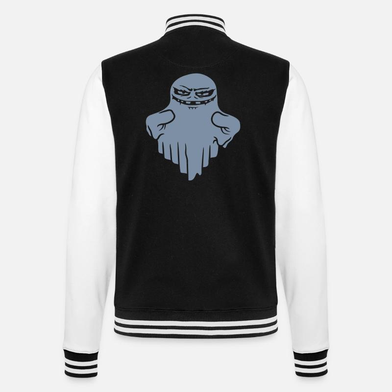 Comic schwebender Monster Geist - College-Sweatjacke - Schwarz/Weiß
