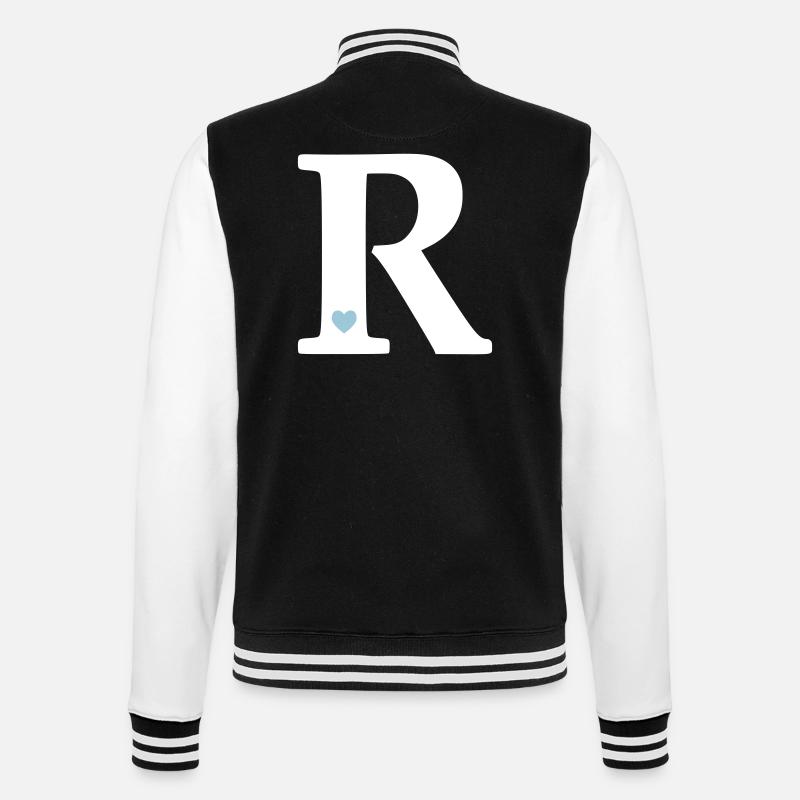 Buchstabe R Anfangsbuchstabe - College-Sweatjacke - Schwarz/Weiß