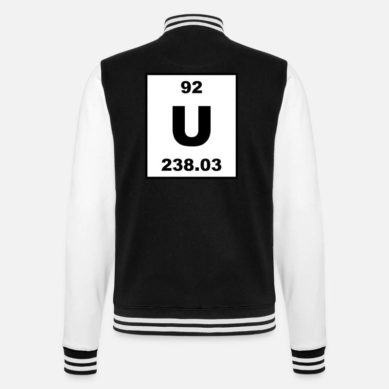 Uranium (U) (element 92) - College Sweat Jacket - black/white