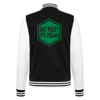 EAT PUSSY IT'S VEGAN - Veste Teddy - noir/blanc - Dos - Marisol (170cm)