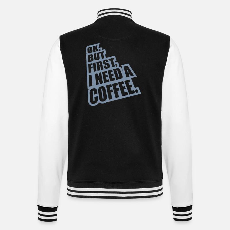 Fist I need Coffee - College-Sweatjacke - Schwarz/Weiß