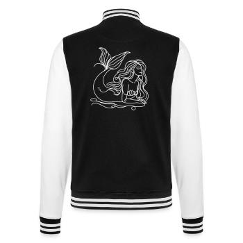 Drawing Mermaid Lineart - College Sweat Jacket - black/white - Back - Marisol (170cm)