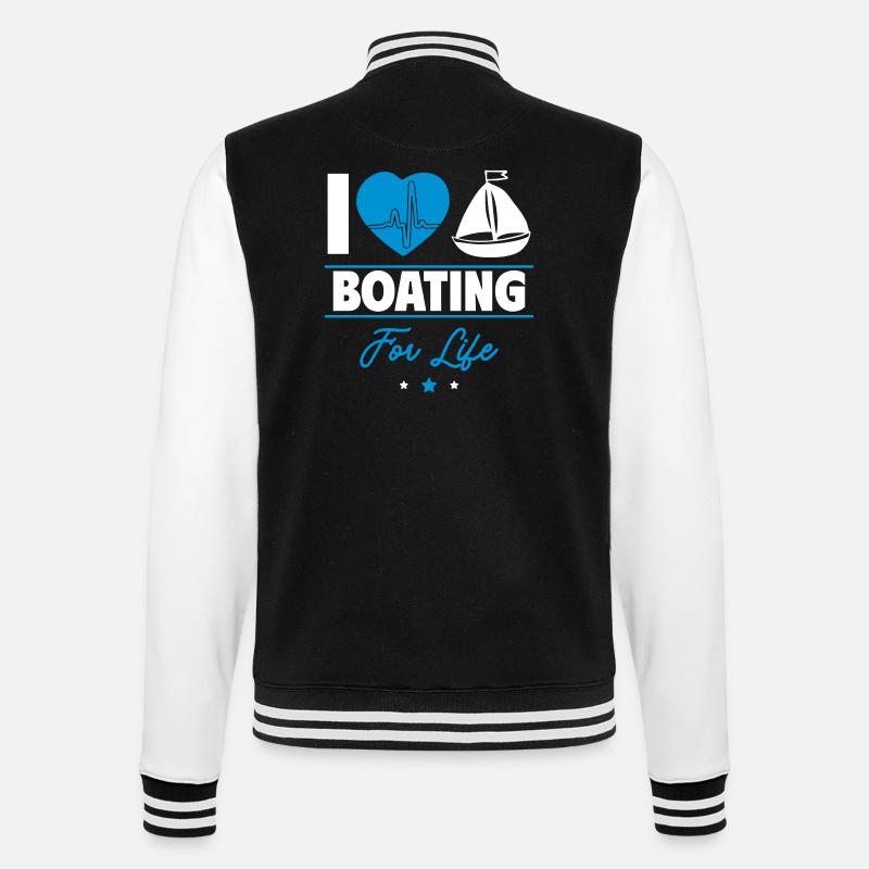Ich liebe das Bootfahren – Leidenschaft fürs Leben - College-Sweatjacke - Schwarz/Weiß