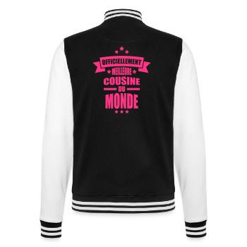 officiellement meilleure cousine du monde - Veste Teddy - noir/blanc - Dos - Marisol (170cm)