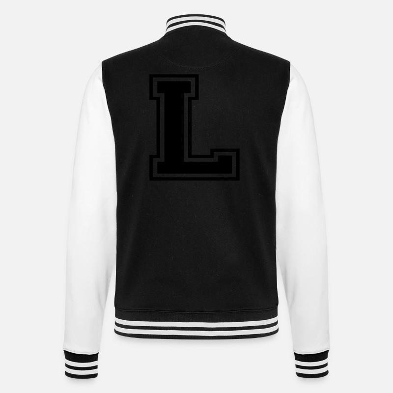 L - College-Sweatjacke - Schwarz/Weiß