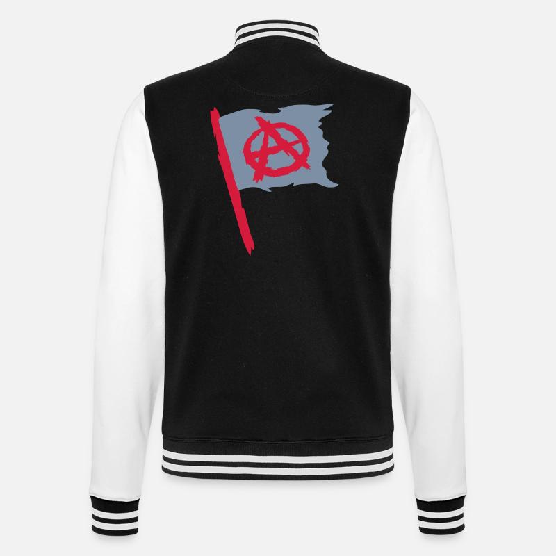 Flag anarchy symbol logo - College Sweat Jacket - black/white