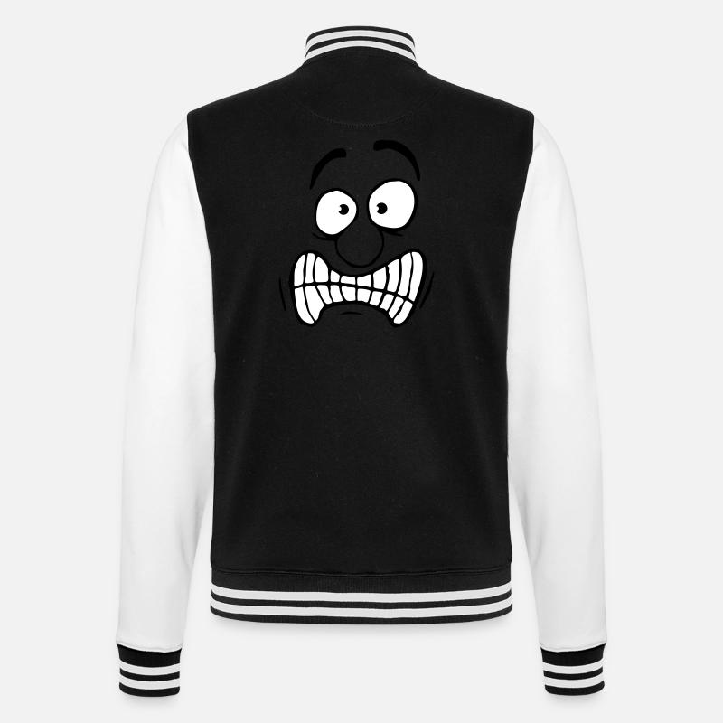 Insecure Anxious Comic Cartoon Face - College Sweat Jacket - black/white