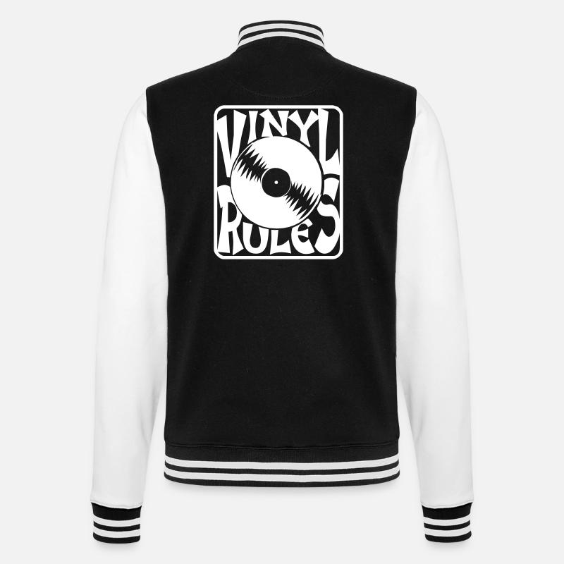 Vinyl Rules - College-Sweatjacke - Schwarz/Weiß