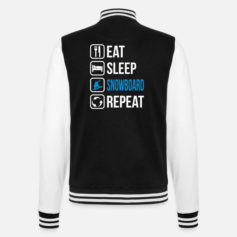 Eat Sleep Snowboard Repeat - College-Sweatjacke - Schwarz/Weiß