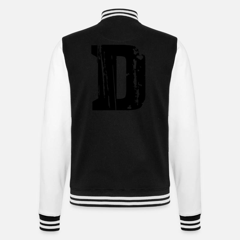 D - Buchstabe - College-Sweatjacke - Schwarz/Weiß