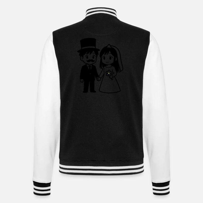 Bride and groom Couple Anime - College Sweat Jacket - black/white