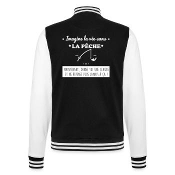La pêche,pêcheur,pécheur - Veste Teddy - noir/blanc - Dos - Marisol (170cm)
