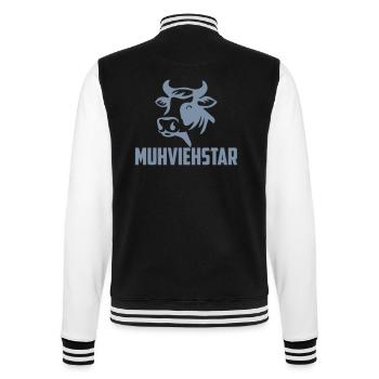 Muhviehstar | Farbe änderbar - College-Sweatjacke - Schwarz/Weiß - Hinten - Marisol (170cm)