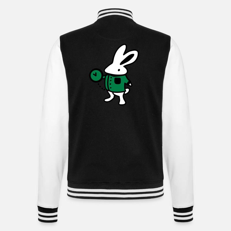 Lapin + Horloge - Veste Teddy - noir/blanc