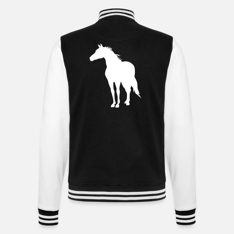 Pferde - College-Sweatjacke - Schwarz/Weiß