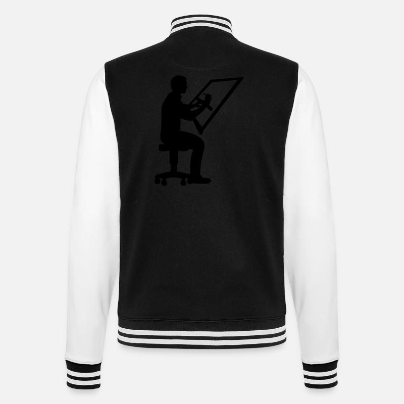 Bauzeichner - College-Sweatjacke - Schwarz/Weiß