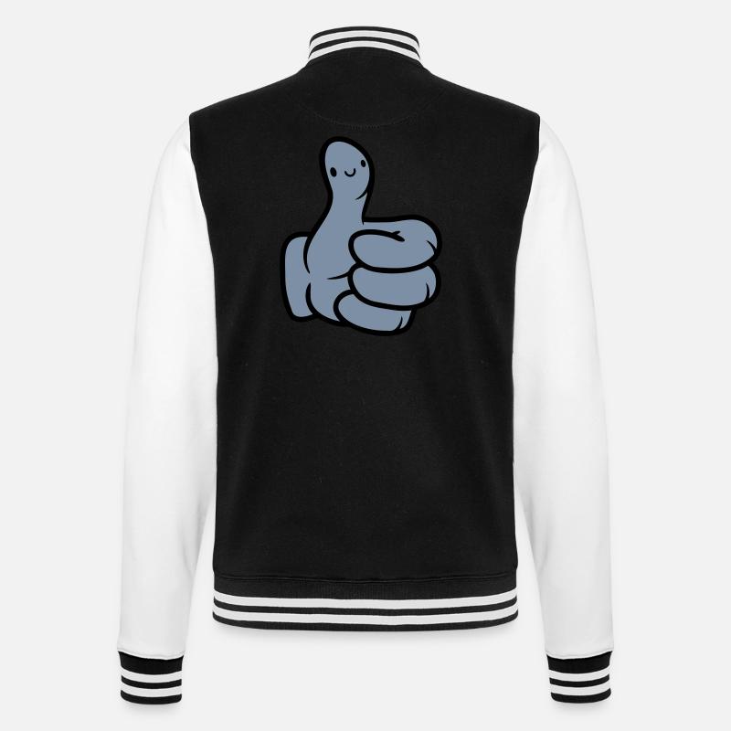 Gesicht Comic Hand Daumen - College-Sweatjacke - Schwarz/Weiß