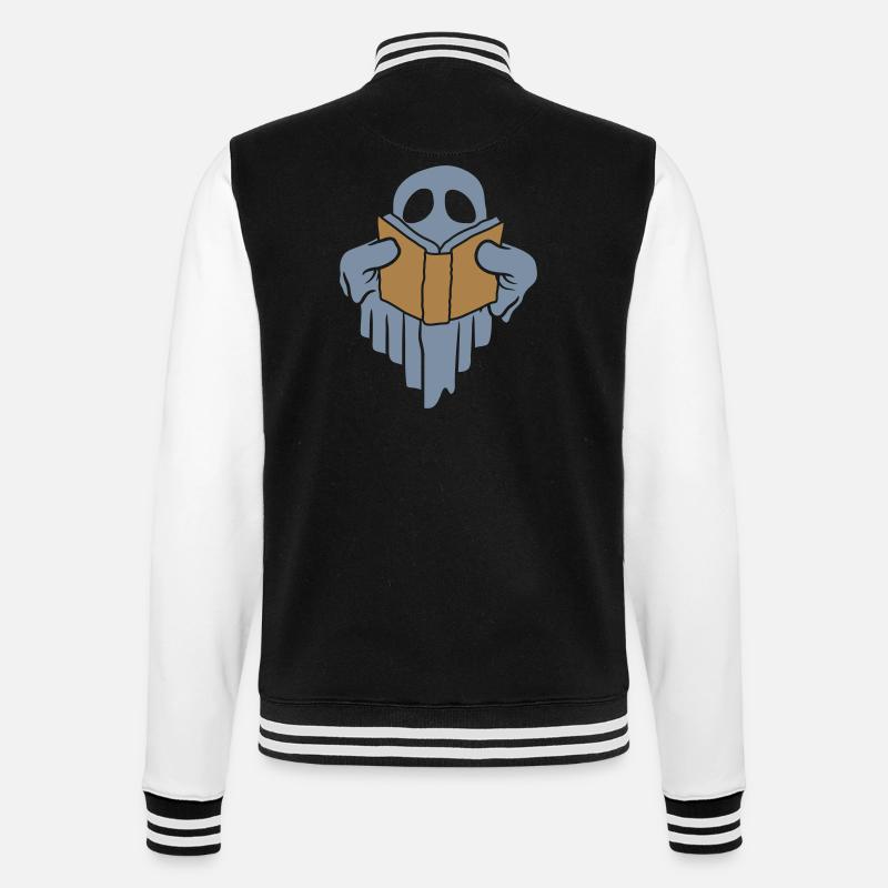 Lesender Geist Buch Comic - College-Sweatjacke - Schwarz/Weiß