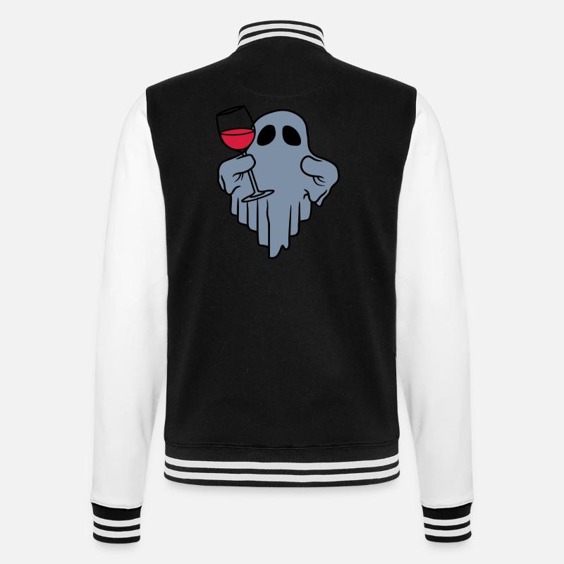 Wein trinkender Geist Comic - College-Sweatjacke - Schwarz/Weiß