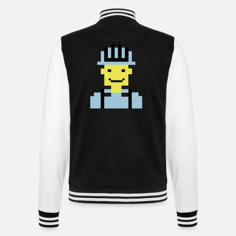 Construction Worker Pixel 01 - College Sweat Jacket - black/white