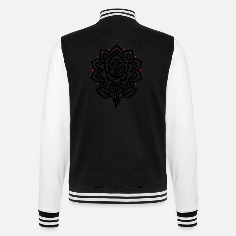 Rose Mandala - College-Sweatjacke - Schwarz/Weiß