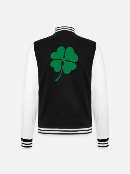 Glücksklee | Clover - College-Sweatjacke - Schwarz/Weiß