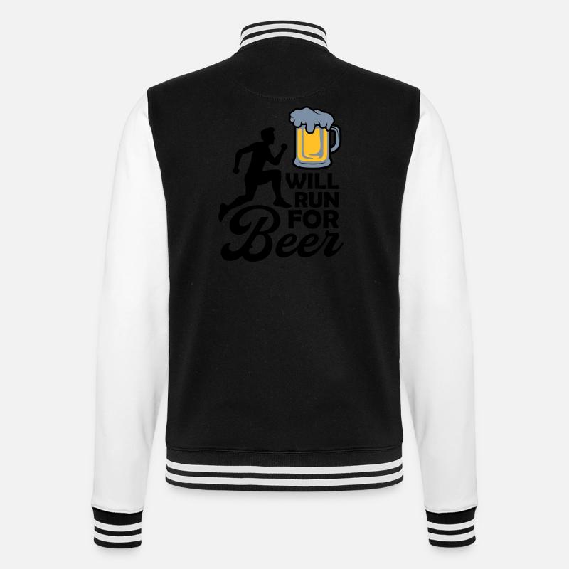 Will run Beer - College Sweat Jacket - black/white
