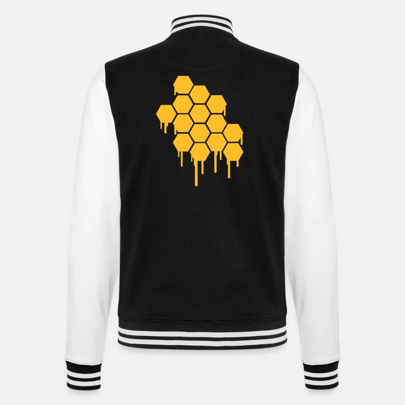 Honeycombs Pattern - College Sweat Jacket - black/white