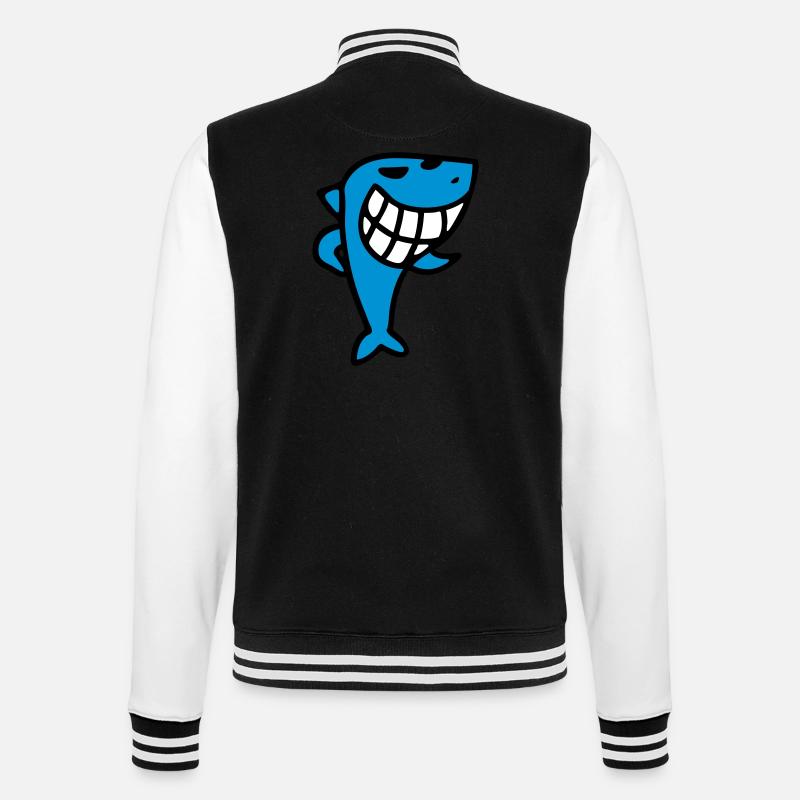 Grinsender Hai - College-Sweatjacke - Schwarz/Weiß