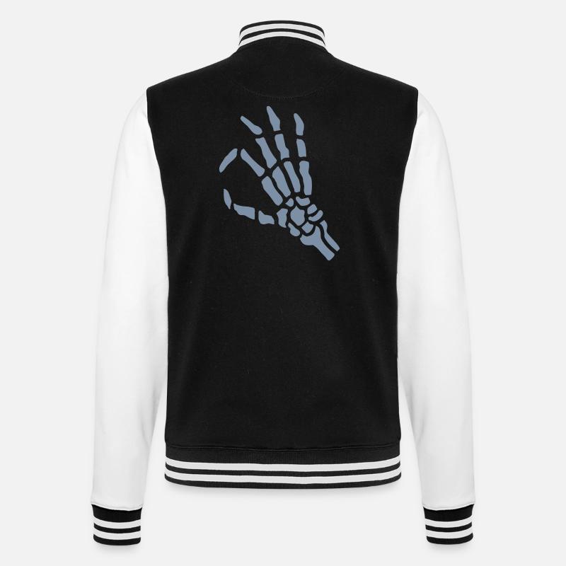Hand Geste Skelett Loch - College-Sweatjacke - Schwarz/Weiß