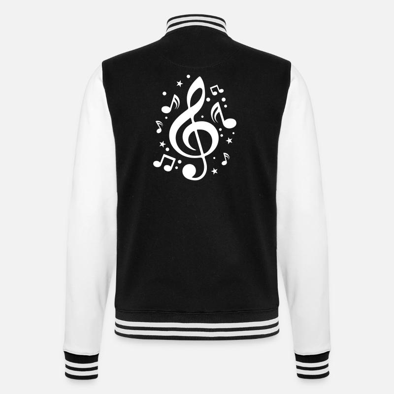 Musical Notes Clef Music - College Sweat Jacket - black/white