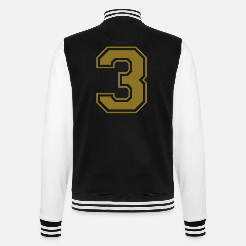 nummer - 3 - College-Sweatjacke - Schwarz/Weiß