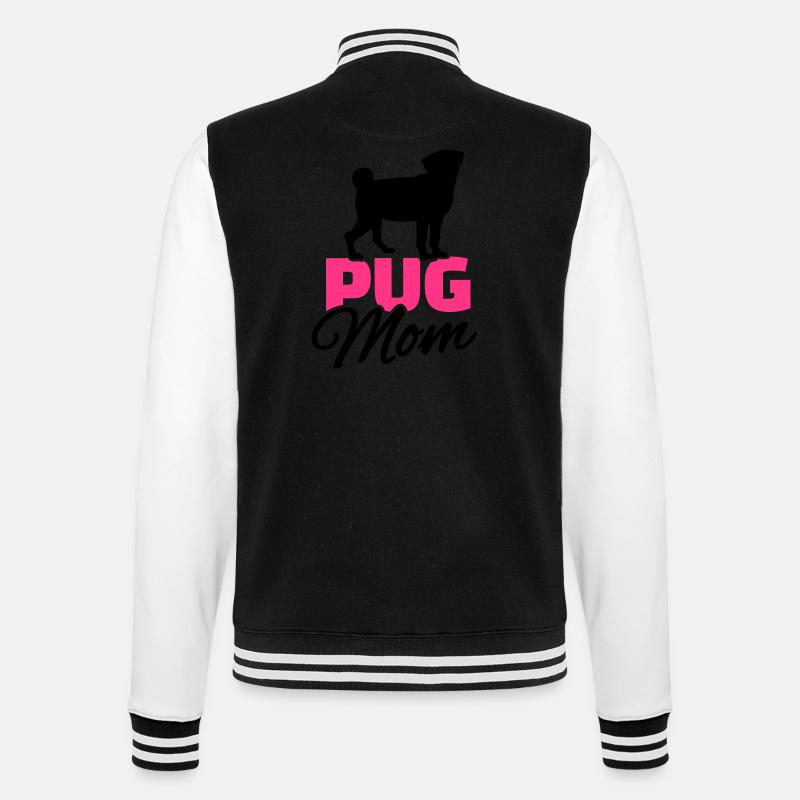 Mops - College-Sweatjacke - Schwarz/Weiß