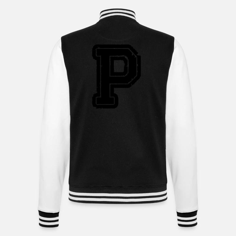 lettre P - Veste Teddy - noir/blanc