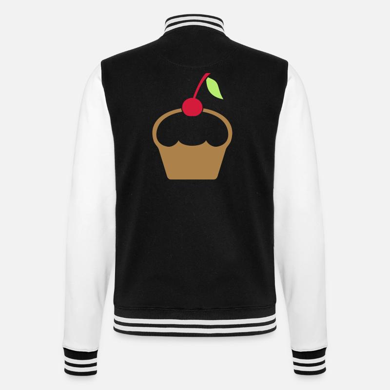 Cupcake mit Kirsche - College-Sweatjacke - Schwarz/Weiß